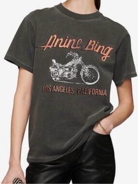 Anine Bing Gray Motorcycle Crewneck Tee